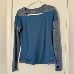 Oiselle Two-Tone Blue and Gray Long Sleeve Top Size 8
